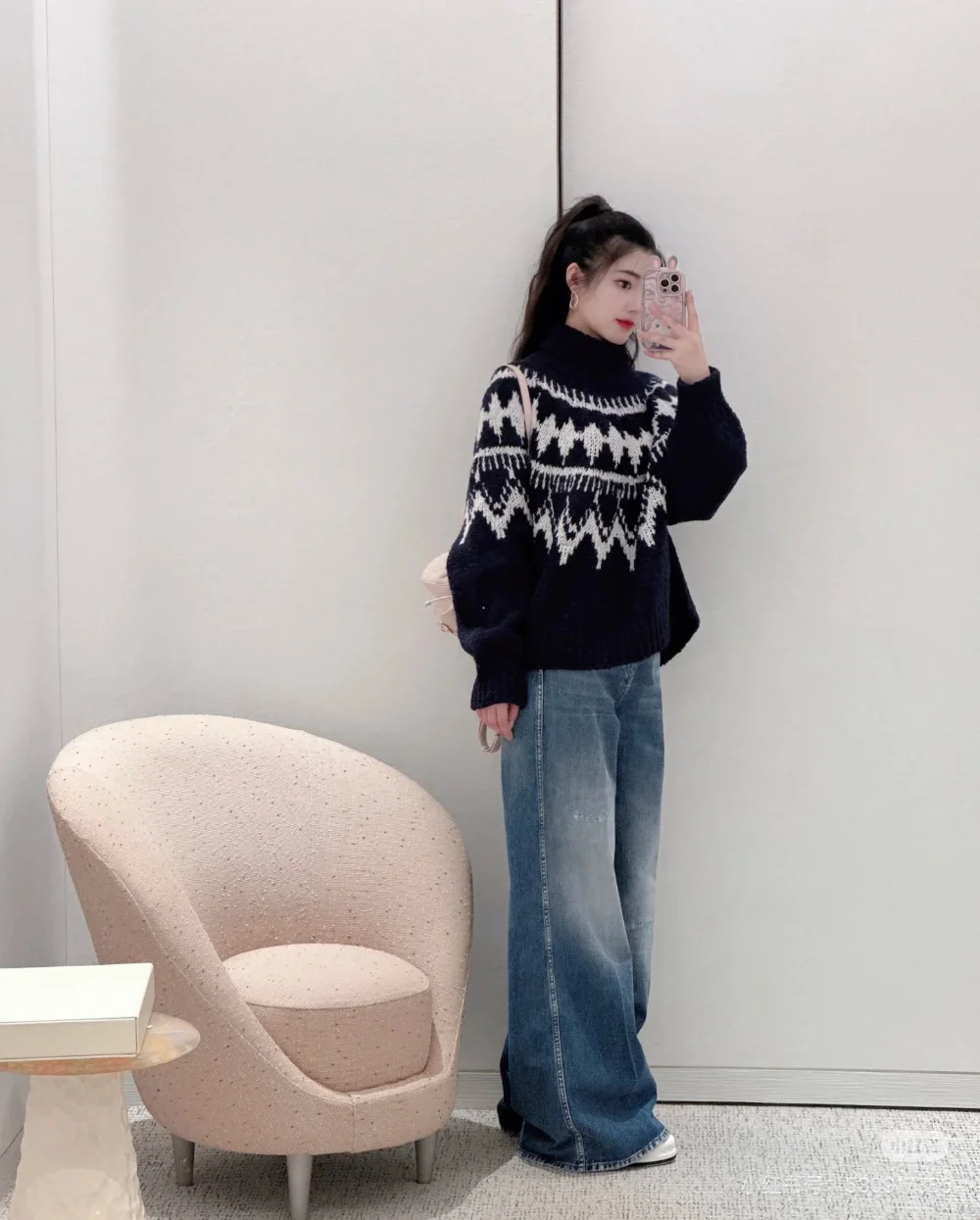 하이넥 울 니트 상세