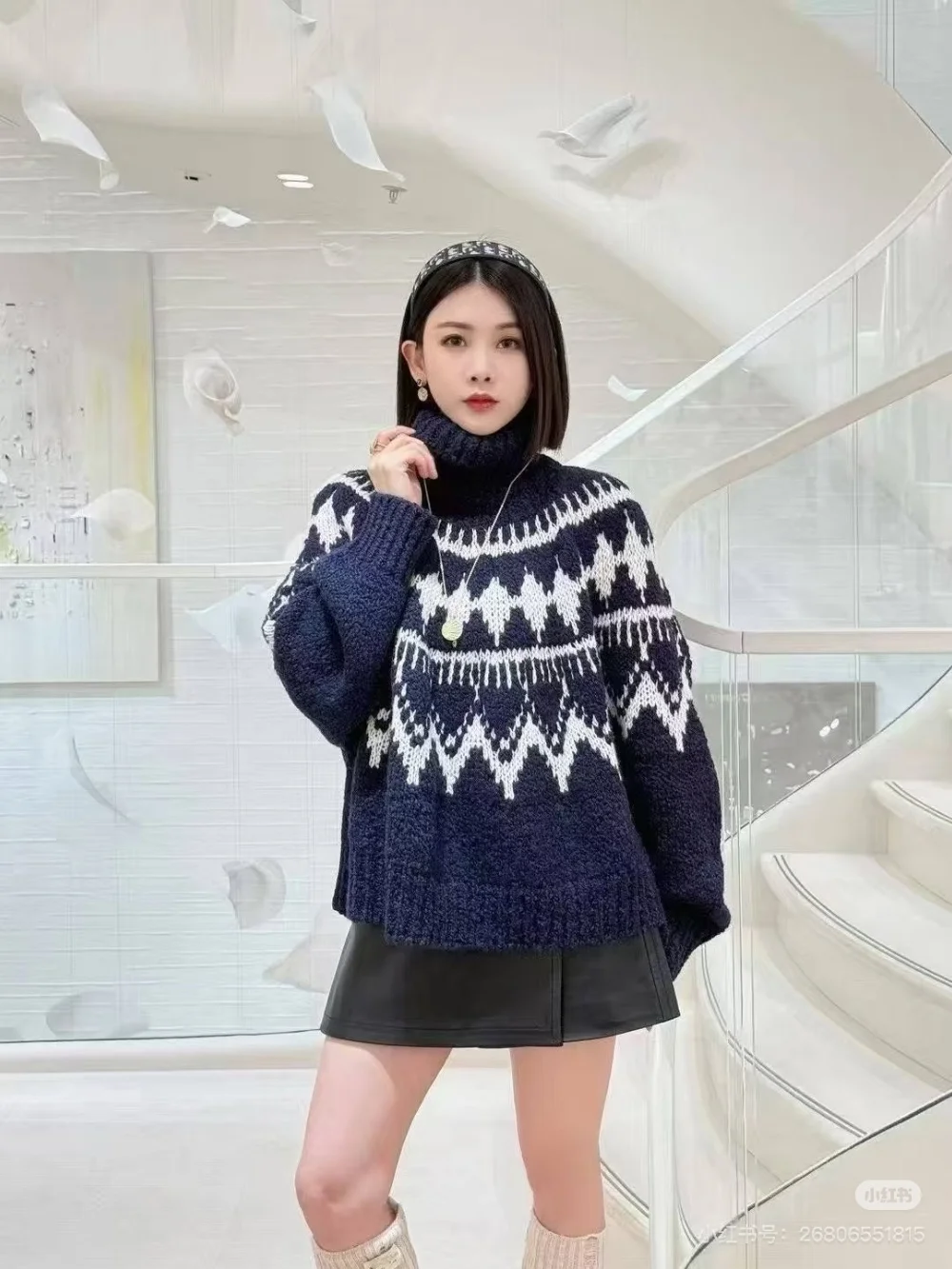 하이넥 울 니트 상세