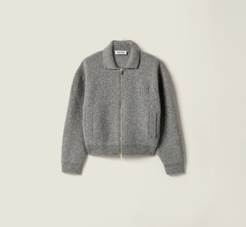 셰틀랜드 울 캐시미어 지퍼 카디건