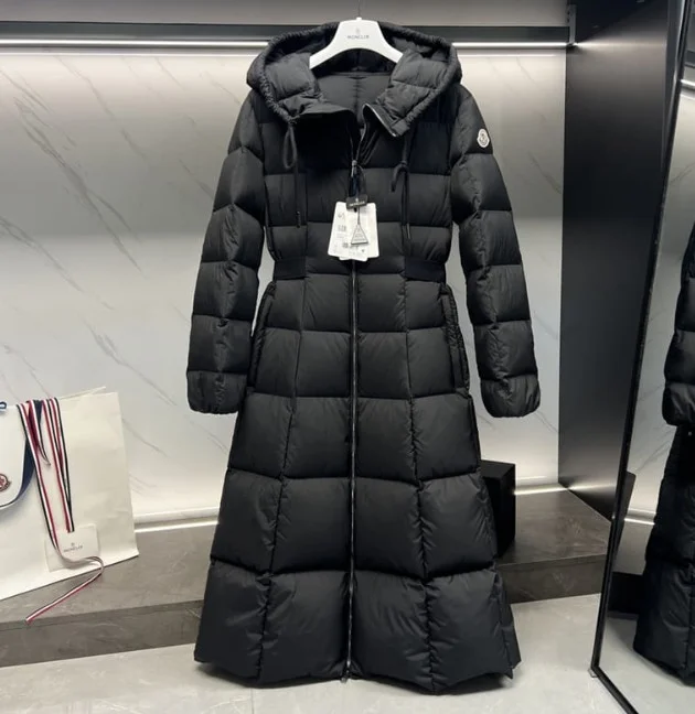 포콘 여성 다운 롱패딩 블랙