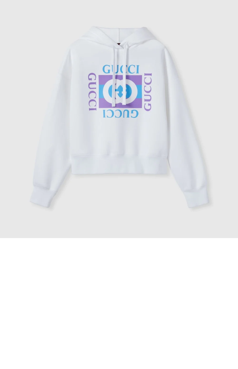 프린트 디테일의 코튼 후드 스웨트셔츠 상세