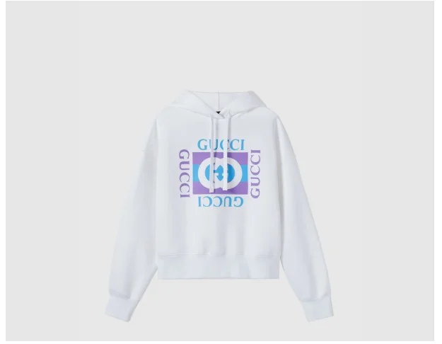 프린트 디테일의 코튼 후드 스웨트셔츠