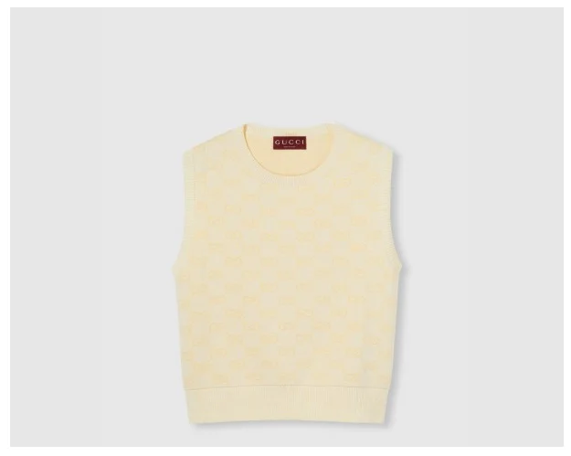 파인 GG 코튼 슬리브리스 탑