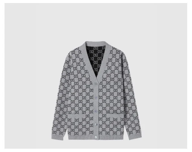 리버서블 GG 울 자카드 가디건