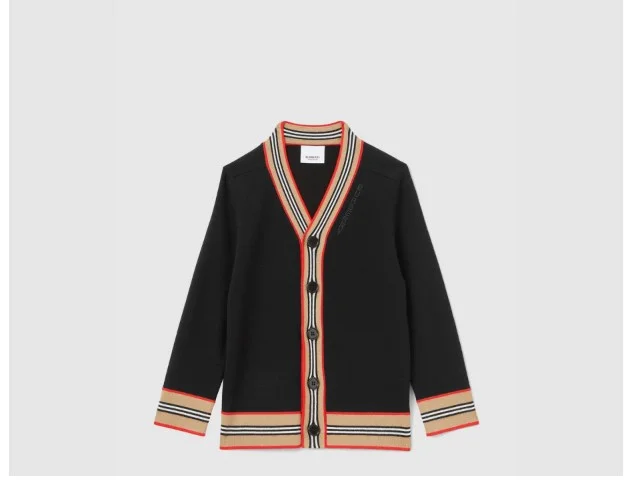 아이콘 스트라이프 트리밍 울 가디건