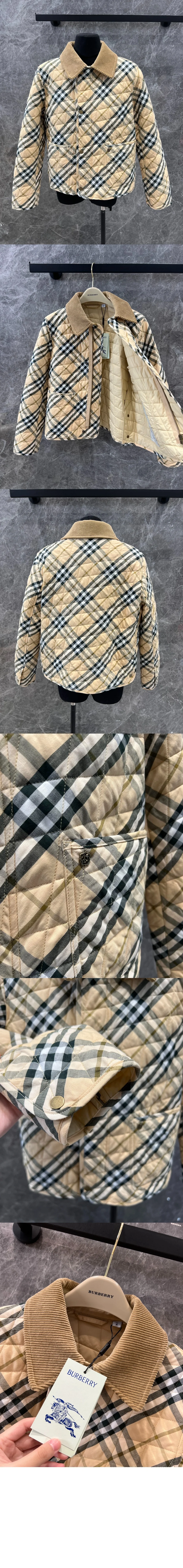 크롭 체크 퀼팅 반 재킷 상세