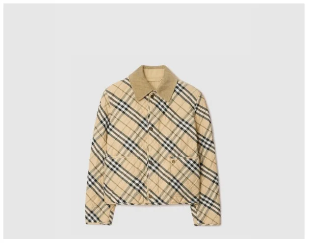 크롭 체크 퀼팅 반 재킷