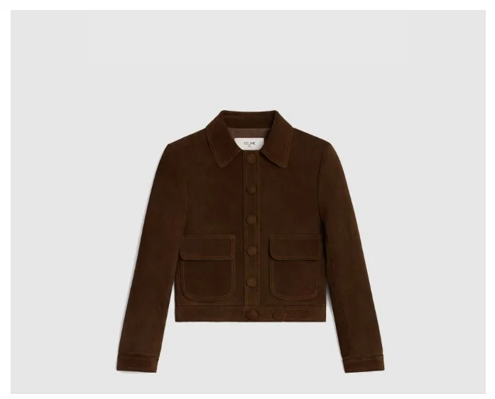 스트레이트 컷 블루종 재킷 스웨이드