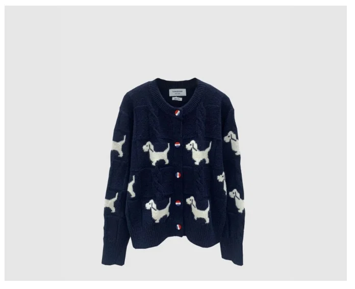 로고 니트 코트