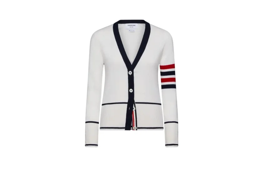 클래식 캐시미어 사선 브이넥 가디건