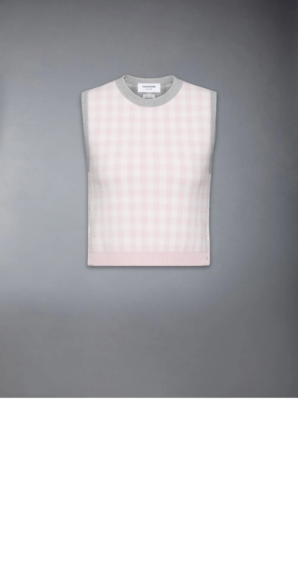 펀믹스 깅엄 체크 자카드 메리노 울 쉘 탑 상세