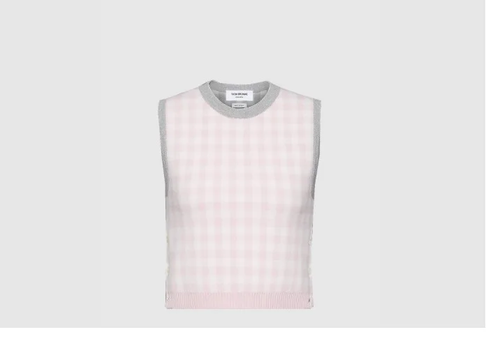 펀믹스 깅엄 체크 자카드 메리노 울 쉘 탑