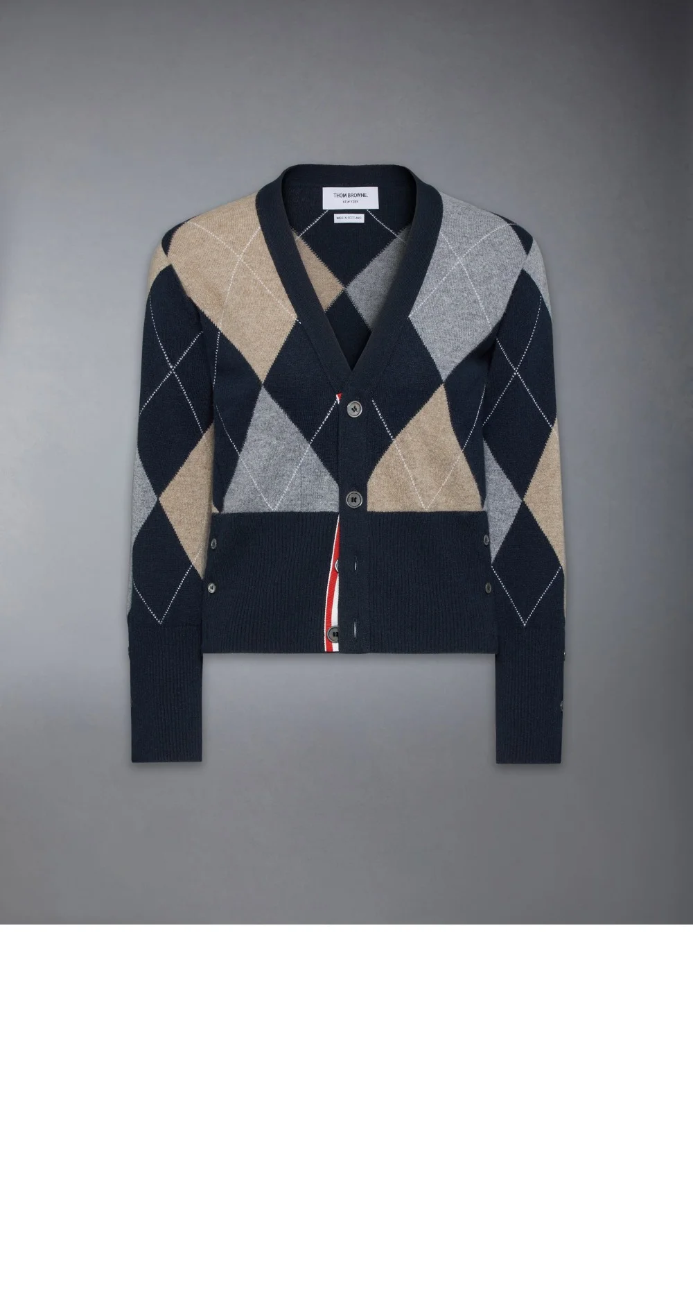 아가일 인타르시아 캐시미어 브이넥 카디건 상세