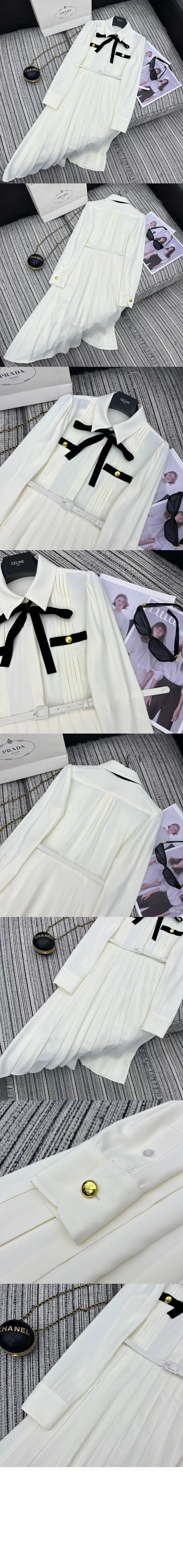 롱 플리츠 새틴 사블 드레스 상세