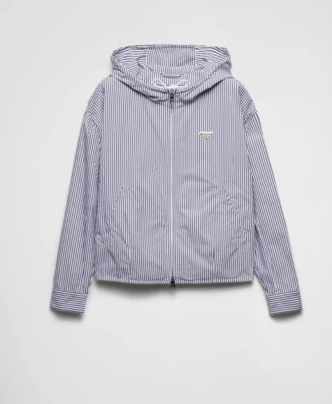 스트라이프 포플린 블루종 재킷