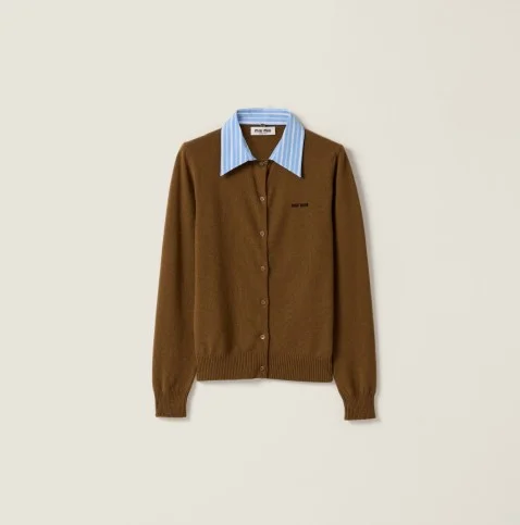 카라 장식 캐시미어 가디건