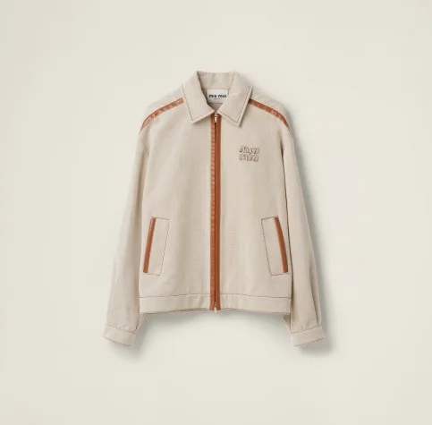 자카드 캔버스 블루종 재킷