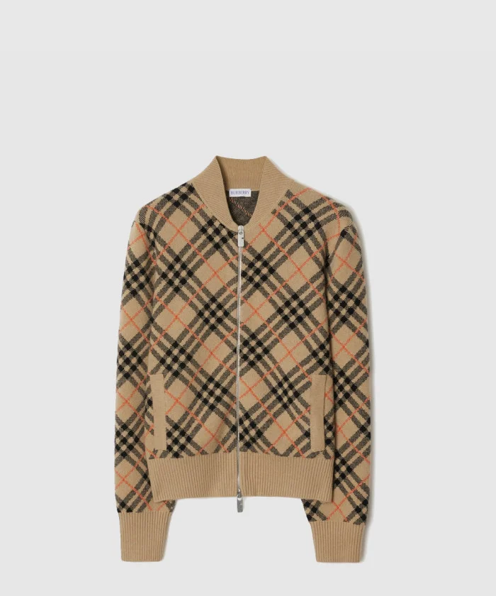 체크 캐시미어 보머 재킷