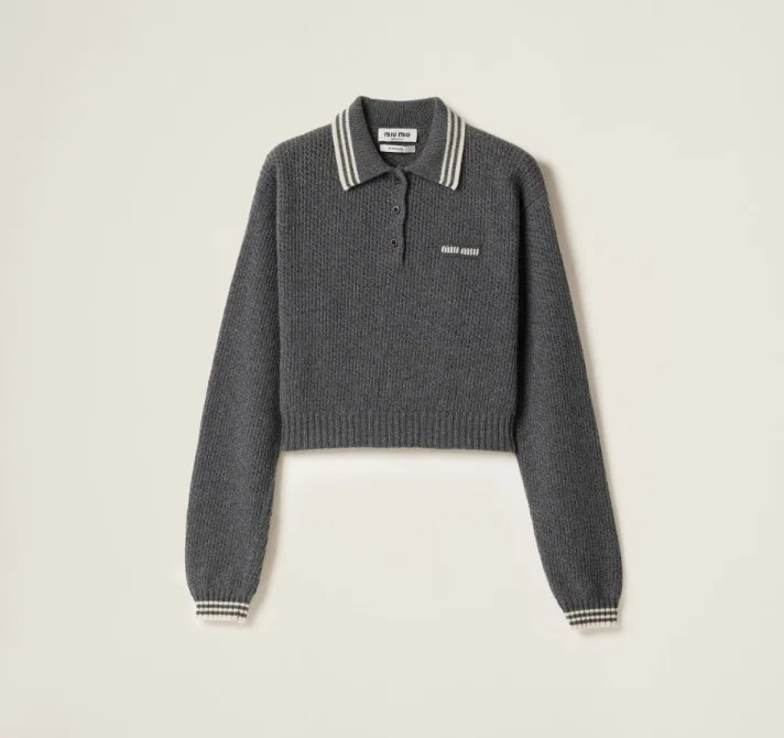 울 및 캐시미어 폴로 스웨터