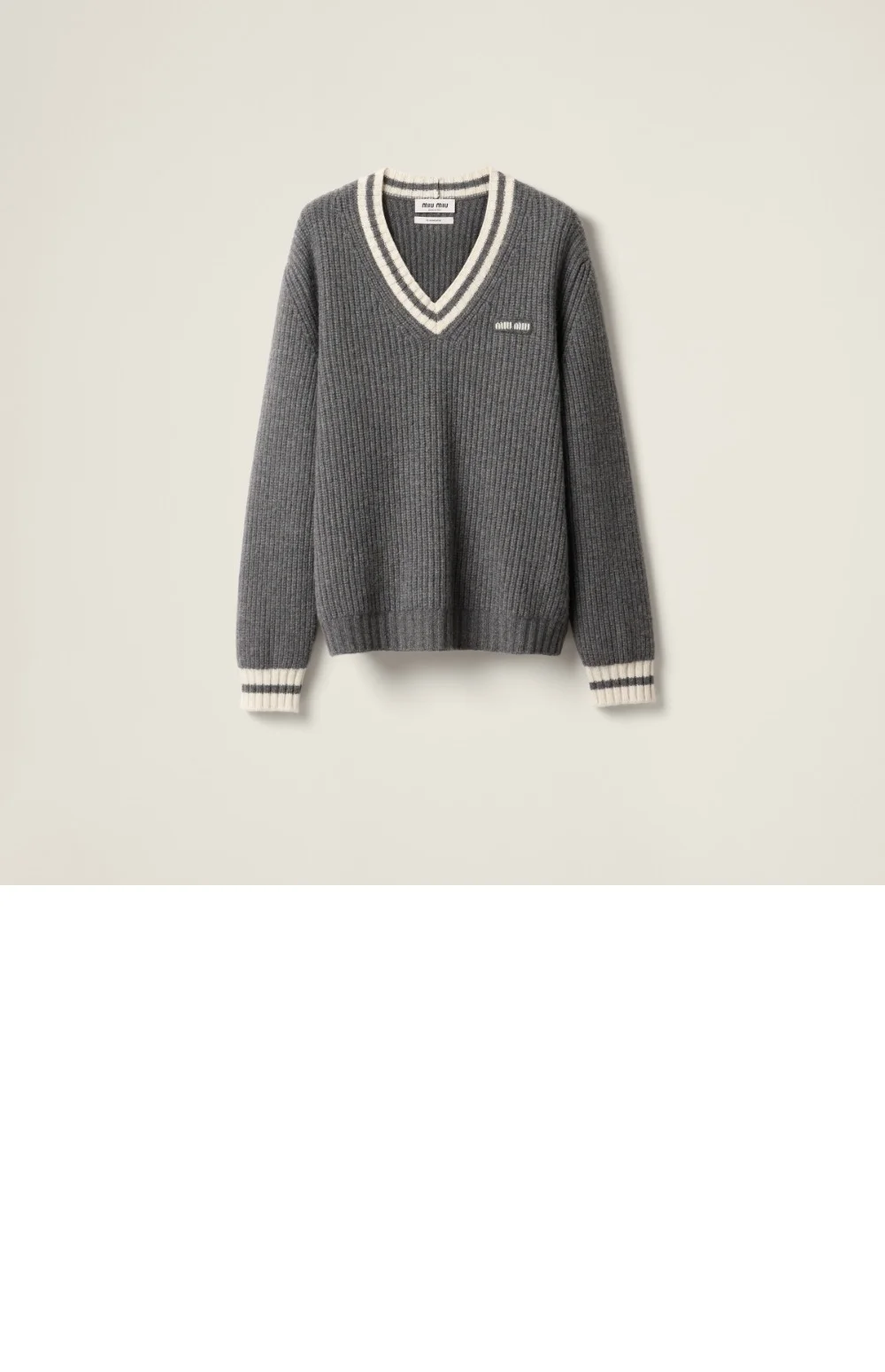 울 및 캐시미어 브이넥 스웨터 상세