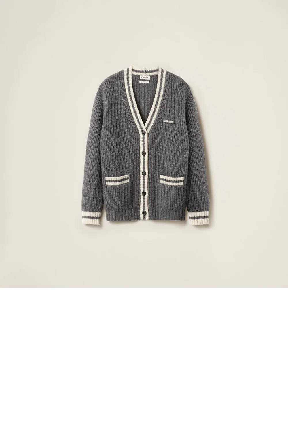 립 조직 니트 울 및 캐시미어 가디건 상세