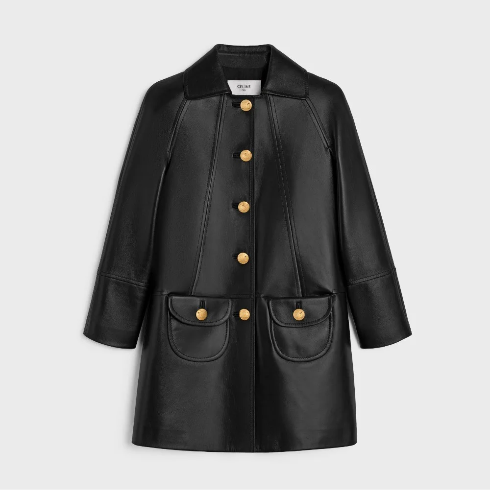 클로딘 칼라 코트 소프트 램스킨