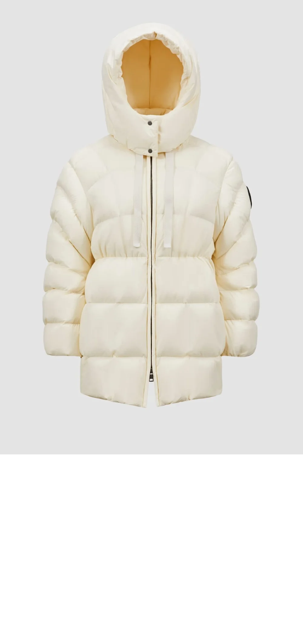 후드 미디 길이 다운 재킷 상세