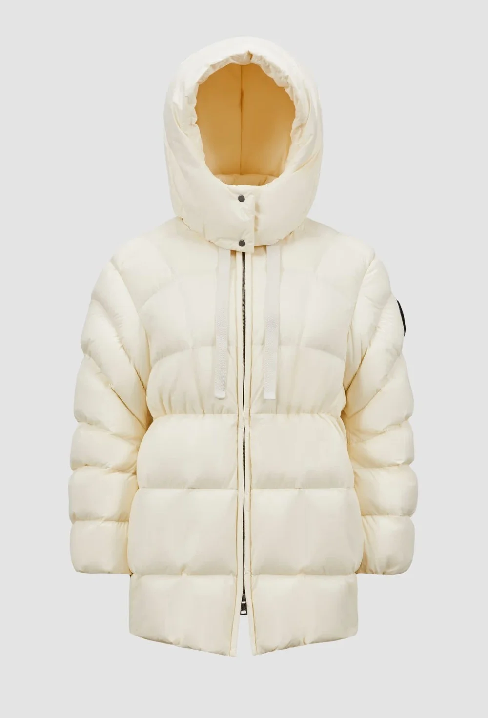 후드 미디 길이 다운 재킷