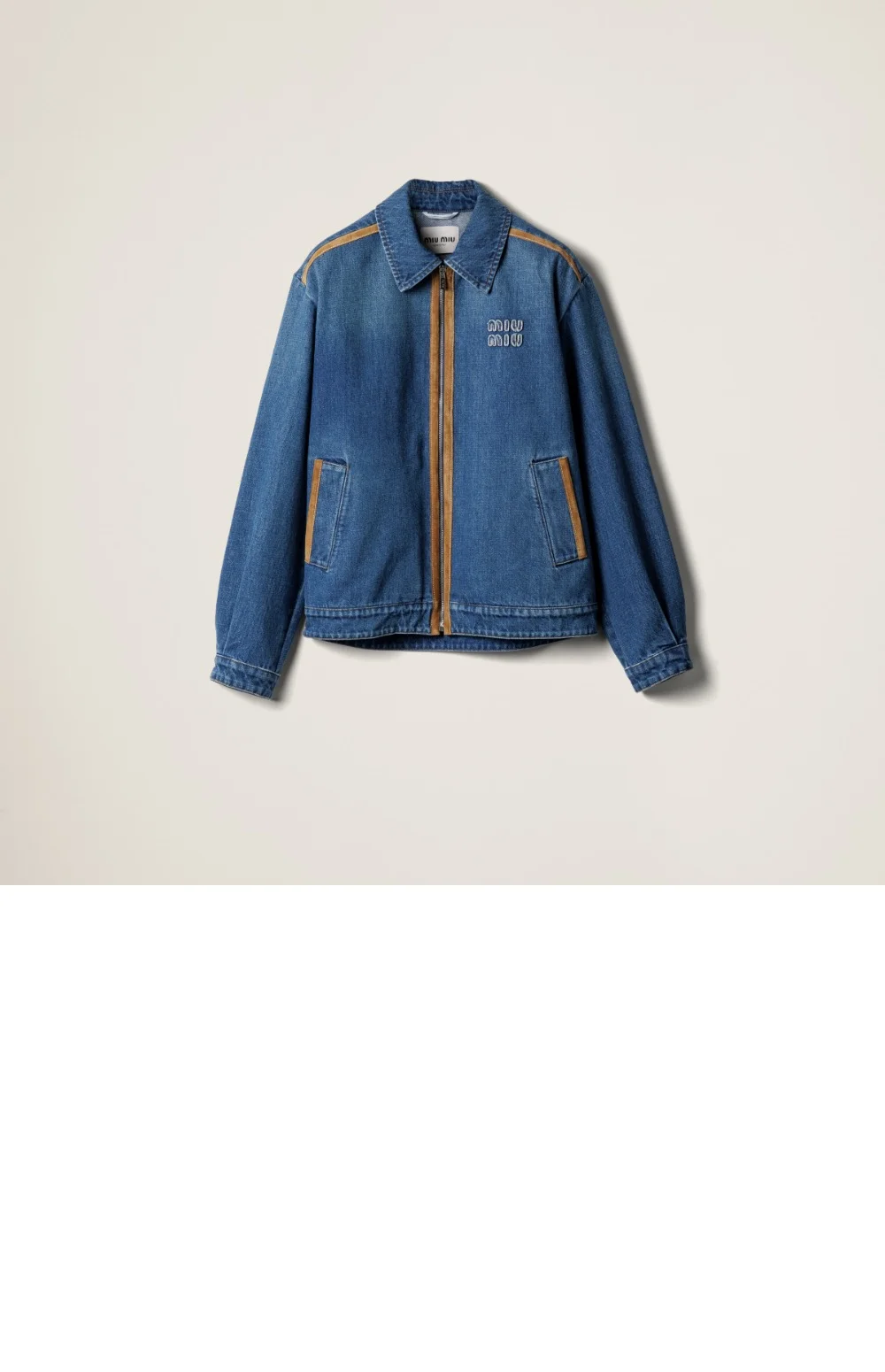 데님 및 가죽 블루종 재킷 상세