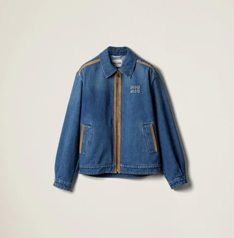데님 및 가죽 블루종 재킷