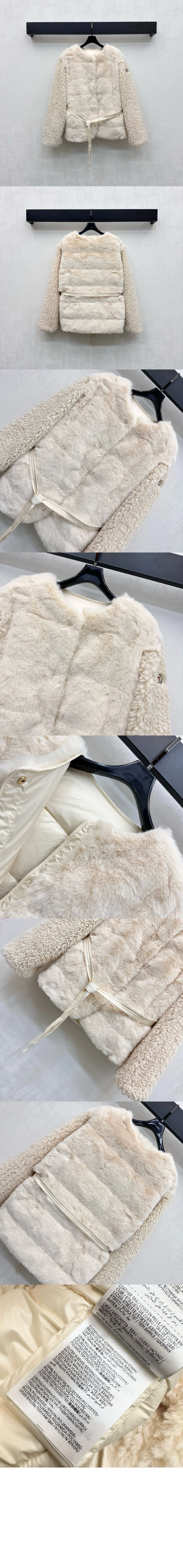 Jouillat 합성 소재 테디 쇼트 다운 재킷 상세