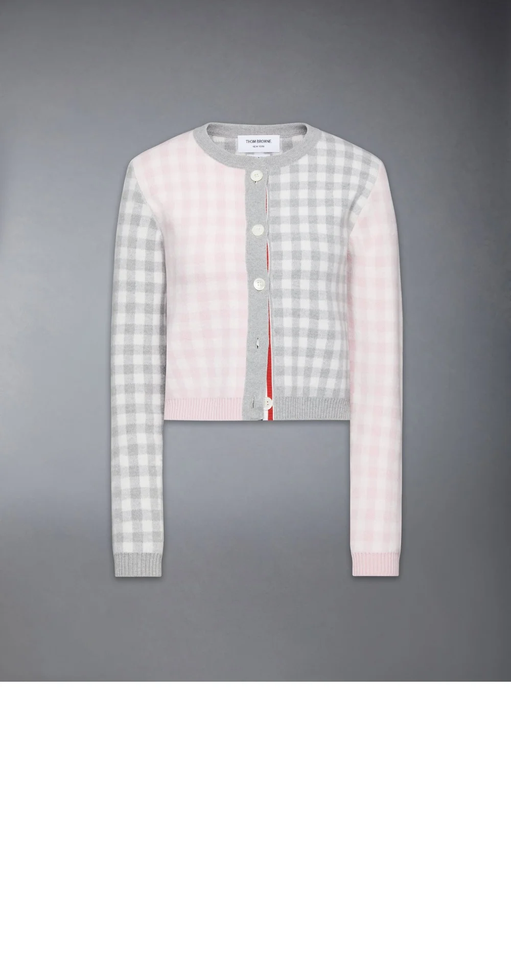 펀믹스 깅엄 체크 자카드 메리노 울 카디건 상세