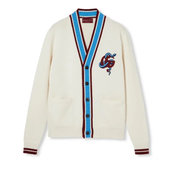 울 자수 니트 가디건