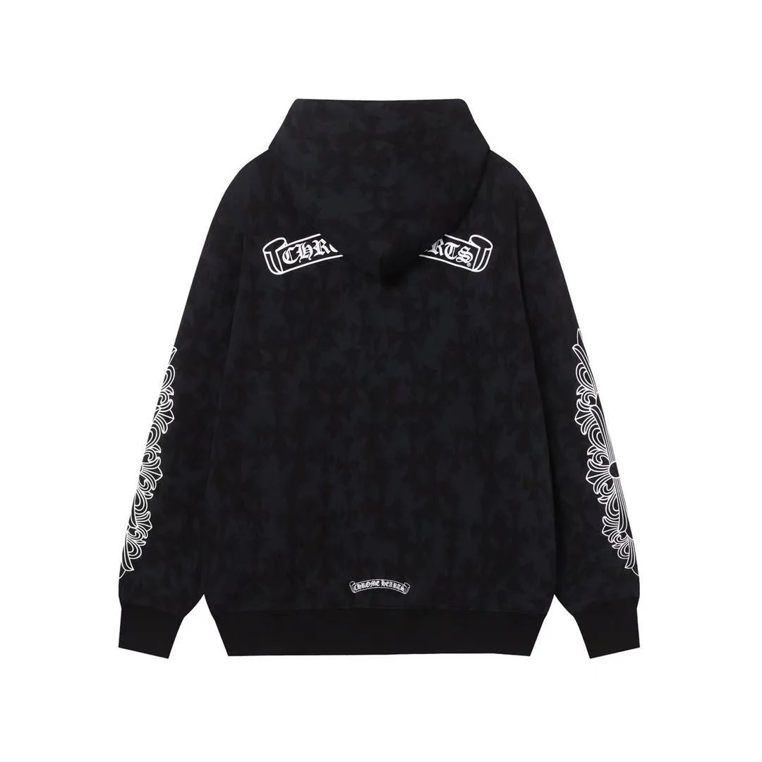 홀스슈 플로랄 플리스 집업 후드 블랙 상세