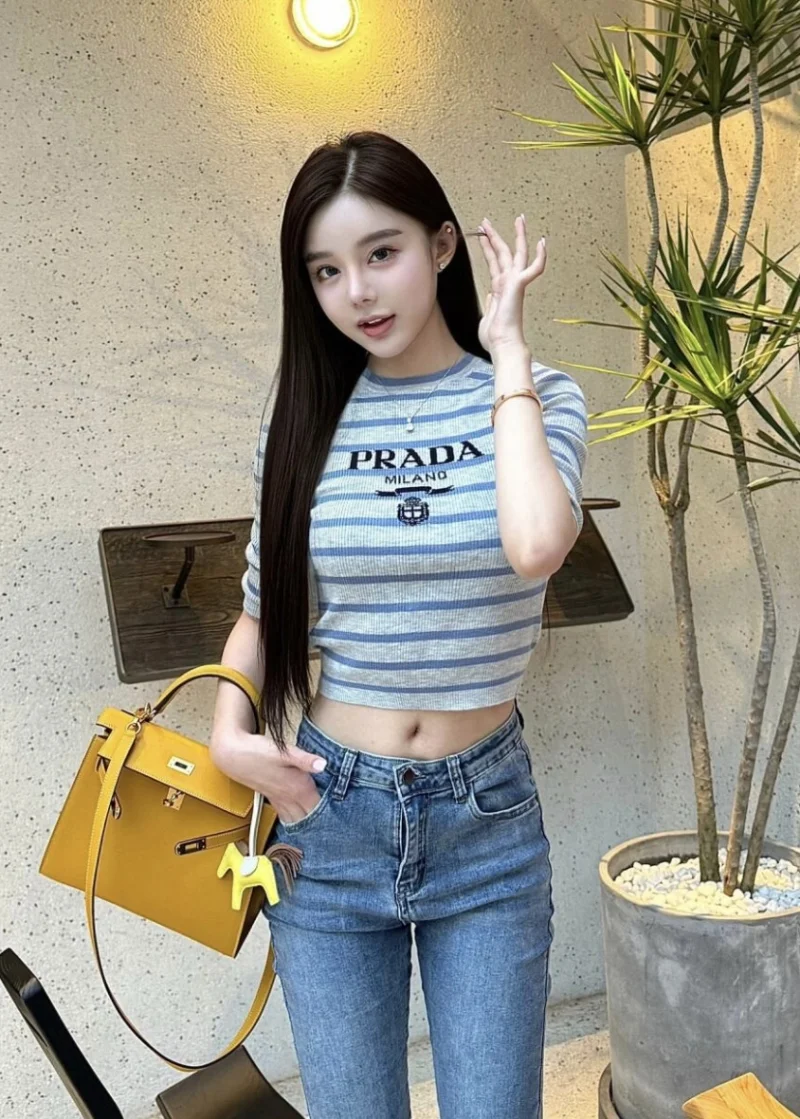 스트라이프 인타르시아 울 크루넥 니트