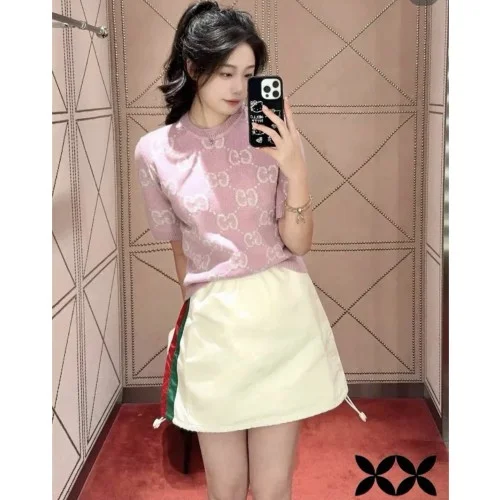 GG 니트 울 탑 반팔니트