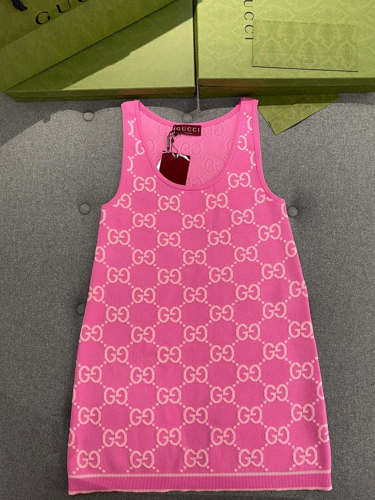 GG 코튼 자카드 민소매 원피스 상세