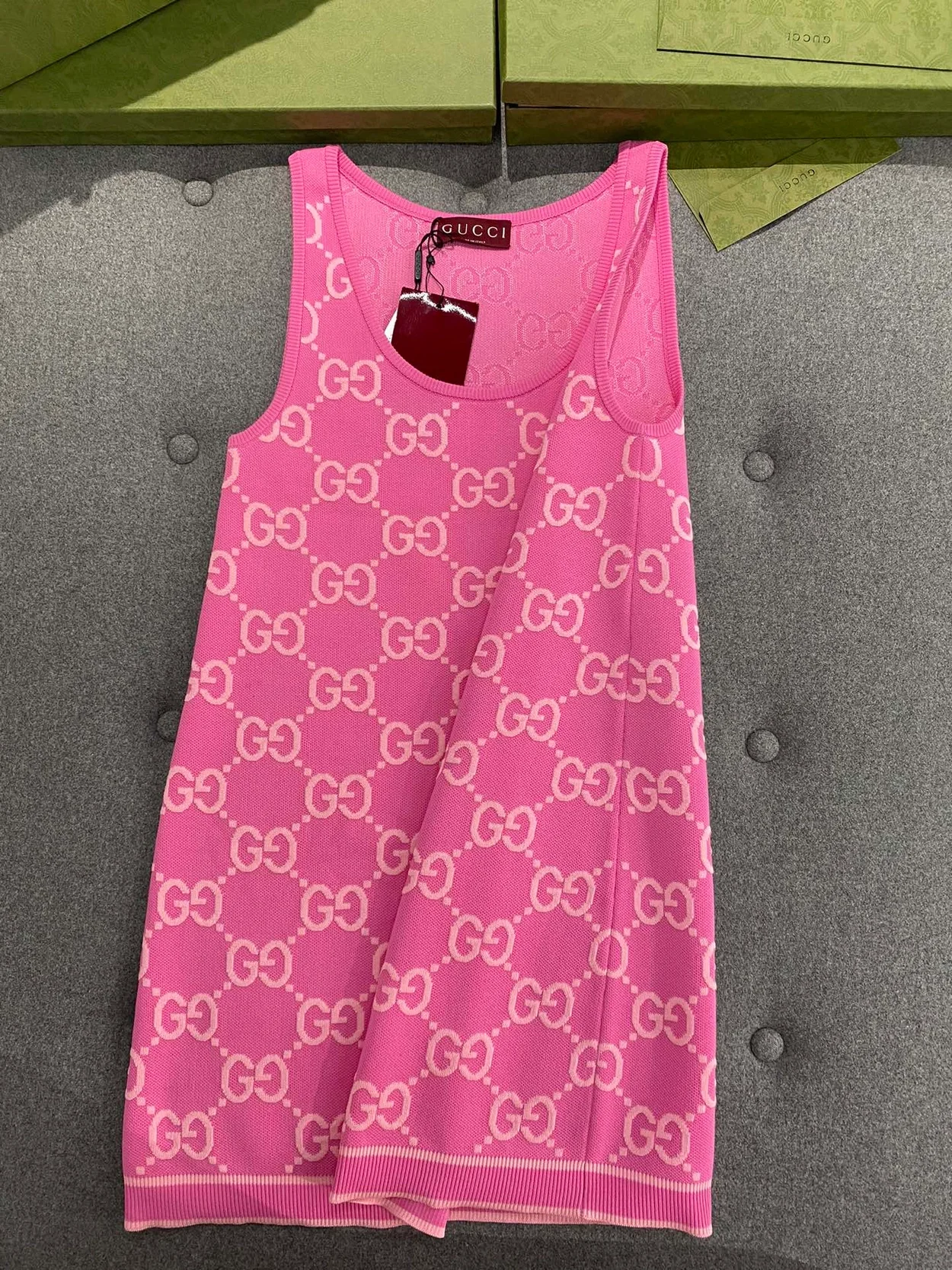 GG 코튼 자카드 민소매 원피스 상세