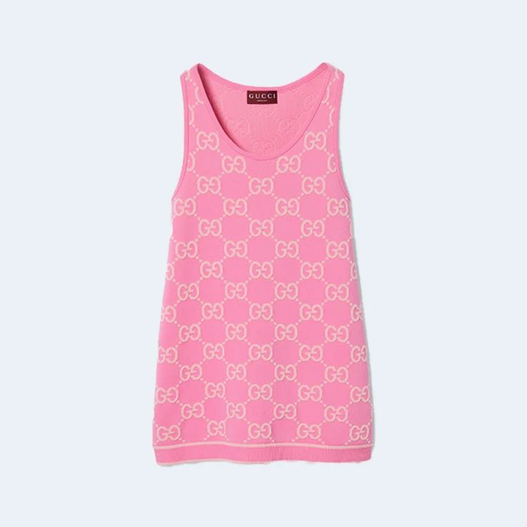 GG 코튼 자카드 민소매 원피스