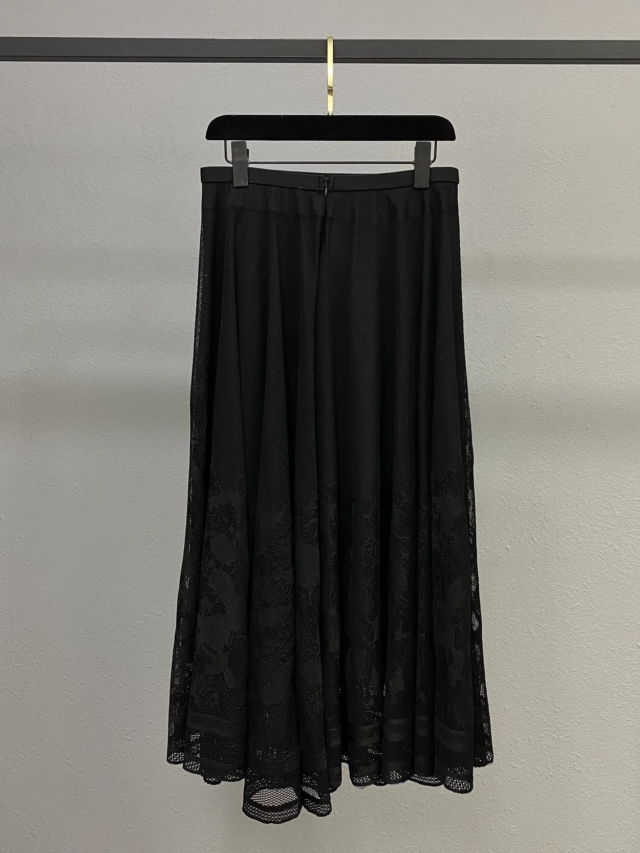 코튼 블렌드 레이스 플레어 미디 스커트 상세