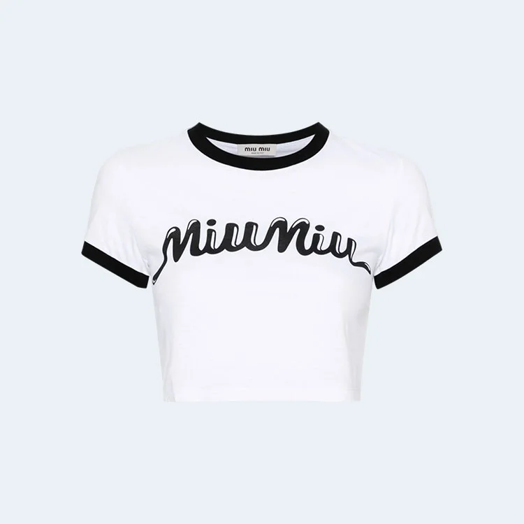 로고 프린트 크롭 티셔츠 상세