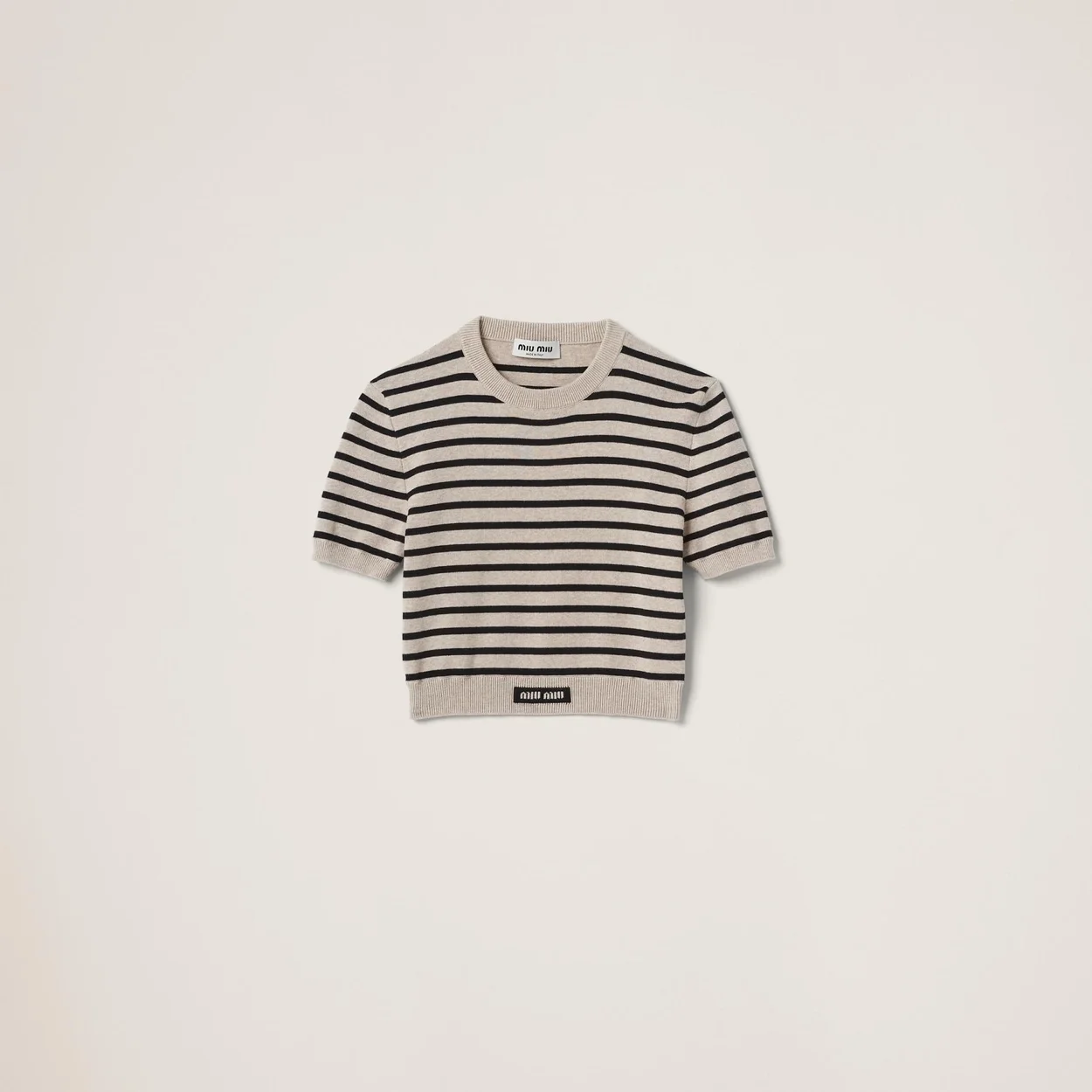 코튼 크루넥 니트 반팔 상세