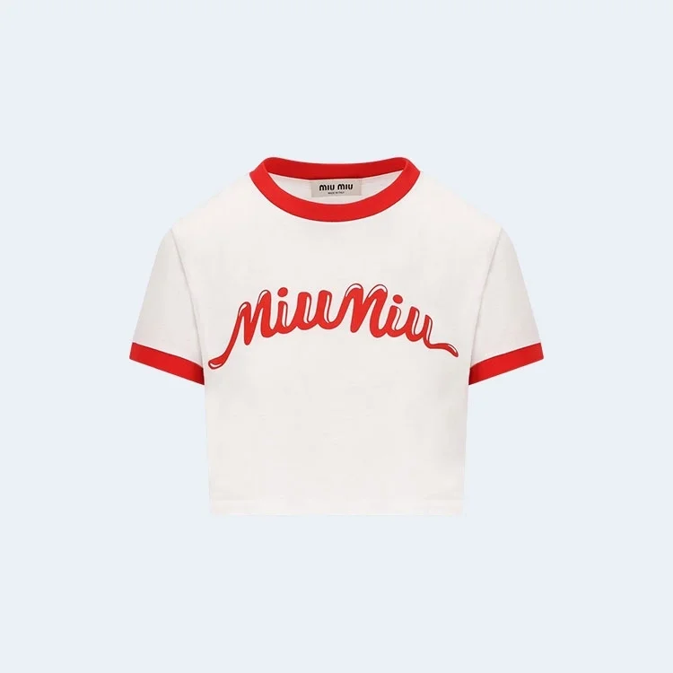 로고 프린트 크롭 티셔츠 상세