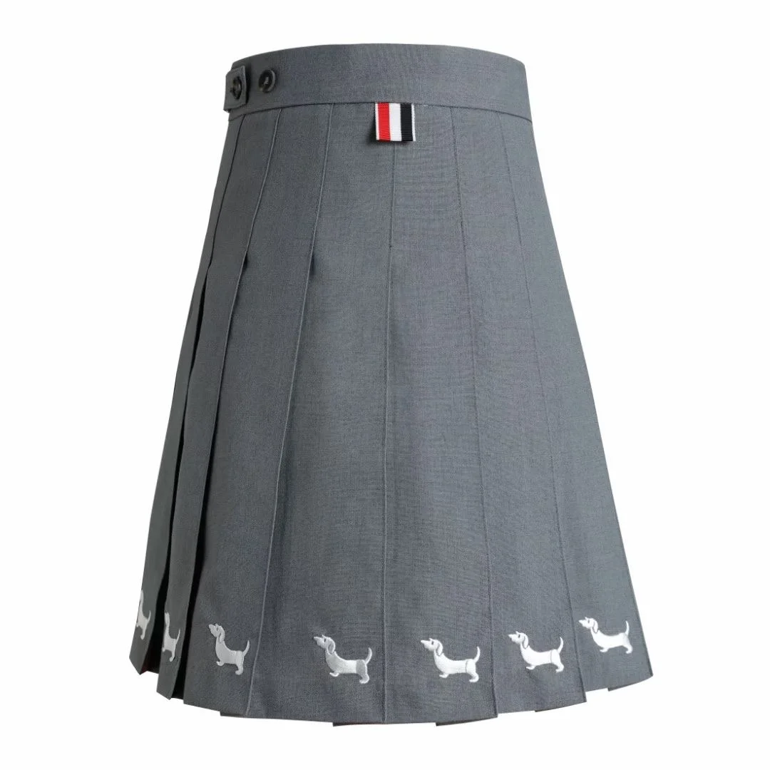 강아지 자수 플리츠 스커트 상세