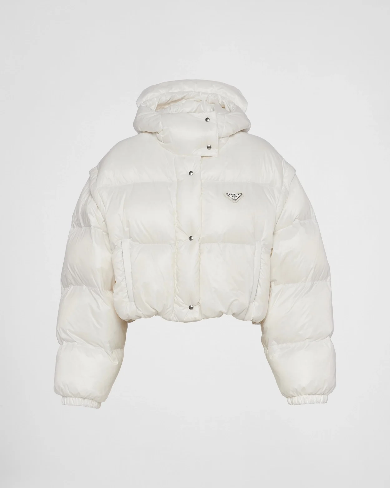 리나일론 컨버터블 크롭 다운 재킷 화이트 상세