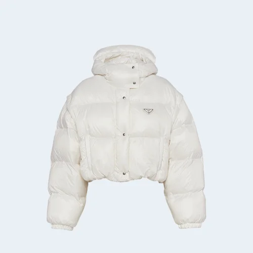 리나일론 컨버터블 크롭 다운 재킷 화이트