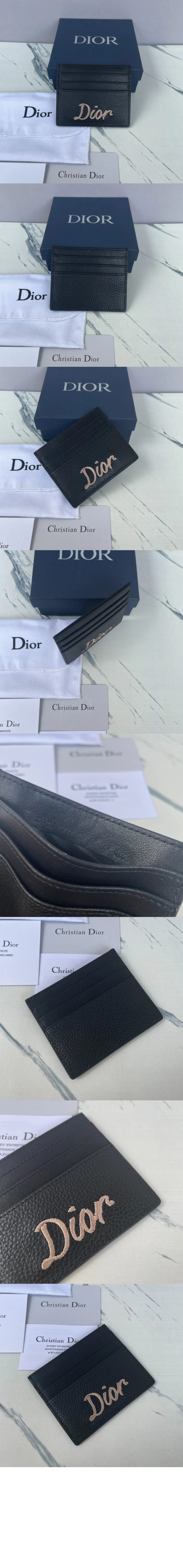 Dior 리본 로고 카드홀더 곡면 소가죽 상세