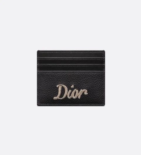 Dior 리본 로고 카드홀더 곡면 소가죽