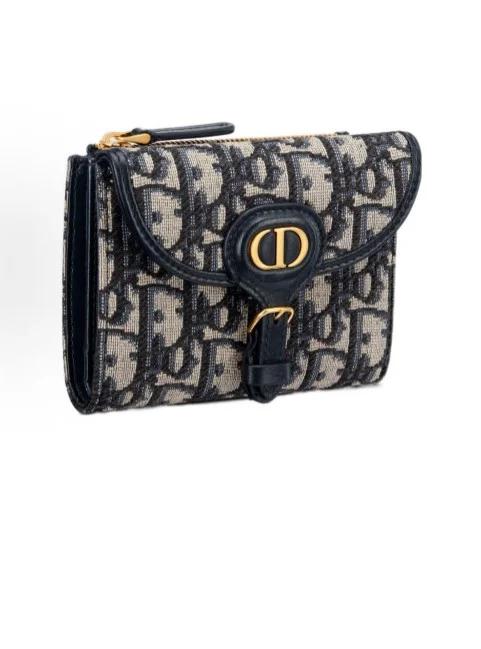 플랩 더블 할인 트윌 자카드 더블 가죽 지갑