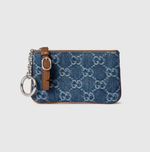 GG 엠블럼 데님 키 케이스